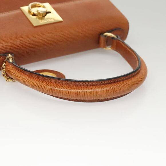 CELINE Hand Bag Leather Brown Gold - Picture 8 of 13